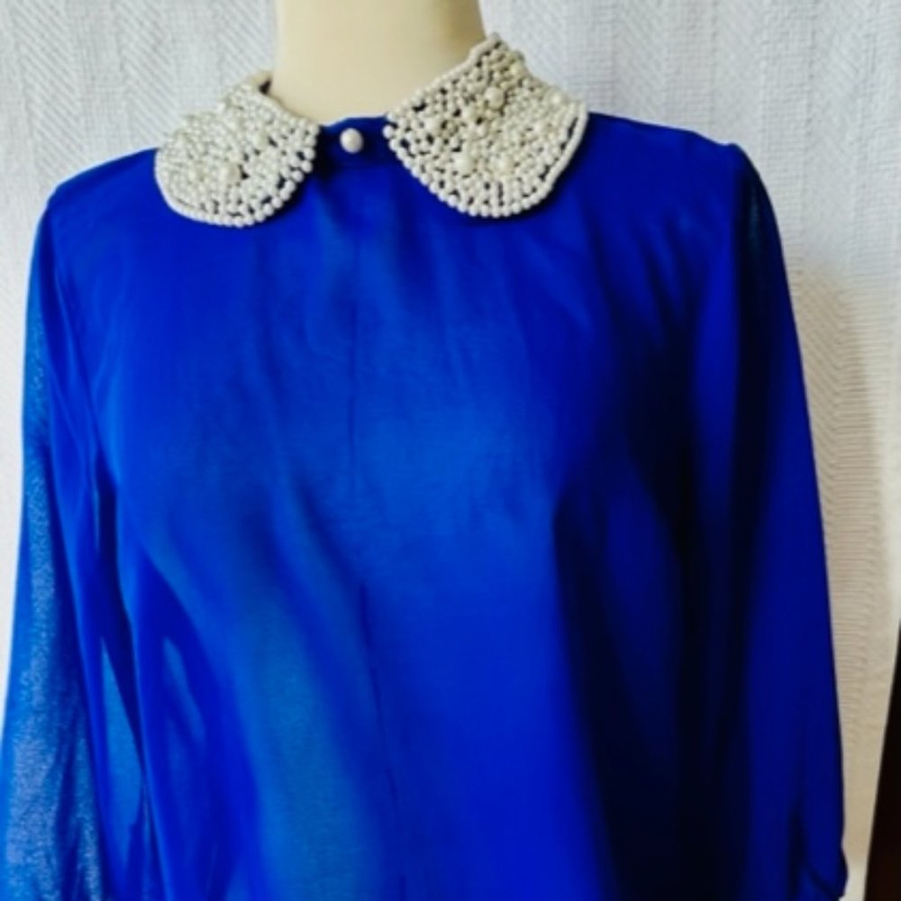 Dizzylissy blue sheer blouse